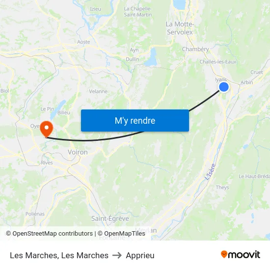 Les Marches, Les Marches to Apprieu map
