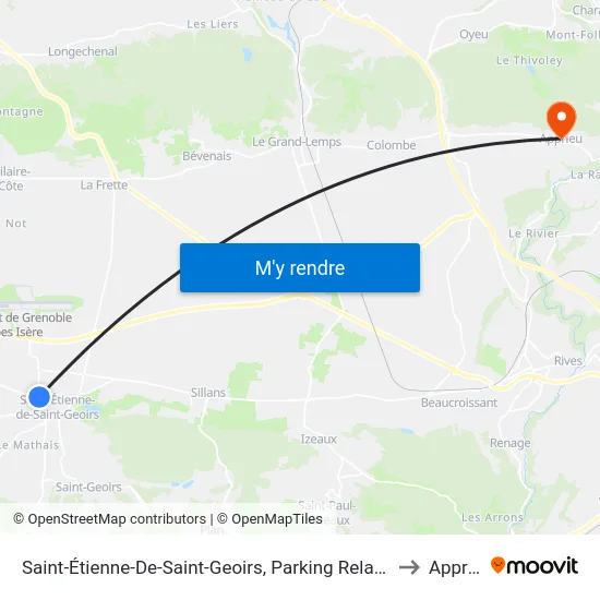 Saint-Étienne-De-Saint-Geoirs, Parking Relais Mandrin to Apprieu map