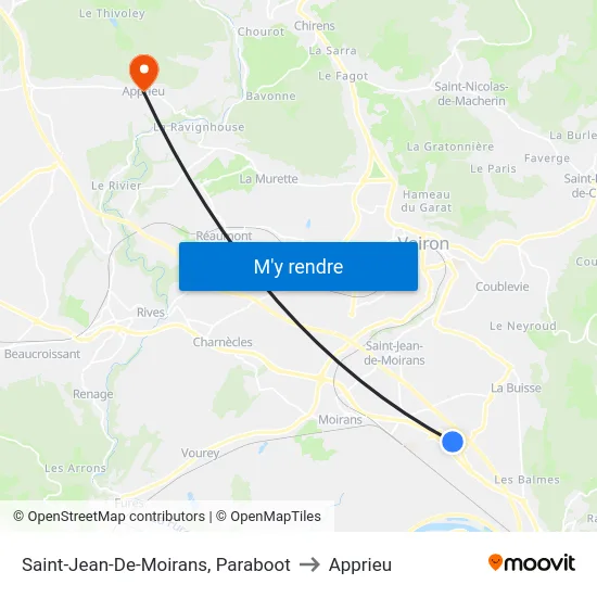 Saint-Jean-De-Moirans, Paraboot to Apprieu map