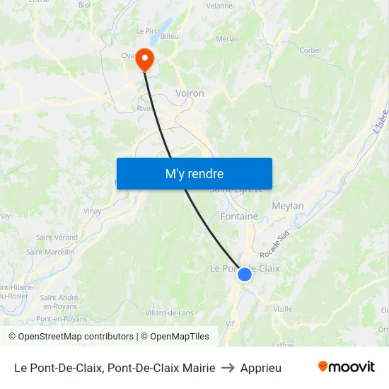 Le Pont-De-Claix, Pont-De-Claix Mairie to Apprieu map