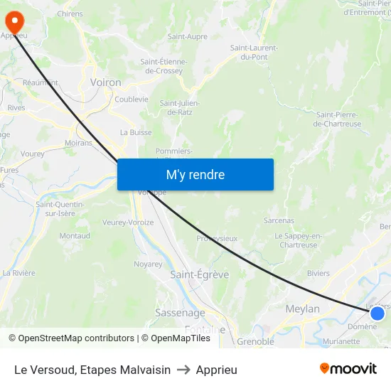 Le Versoud, Etapes Malvaisin to Apprieu map