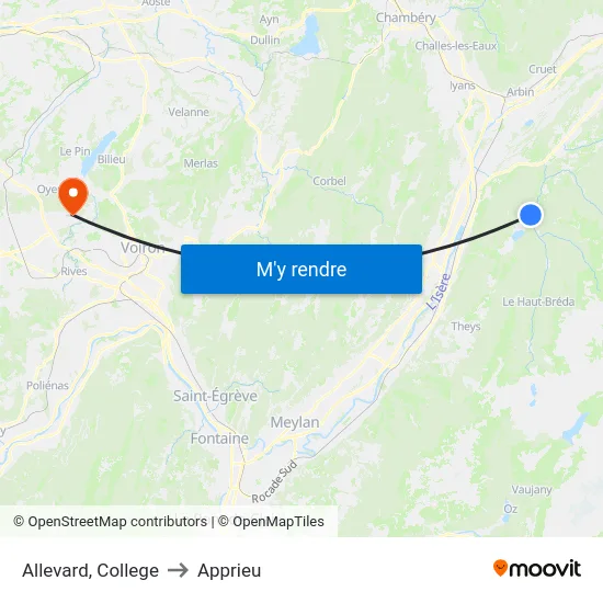 Allevard, College to Apprieu map