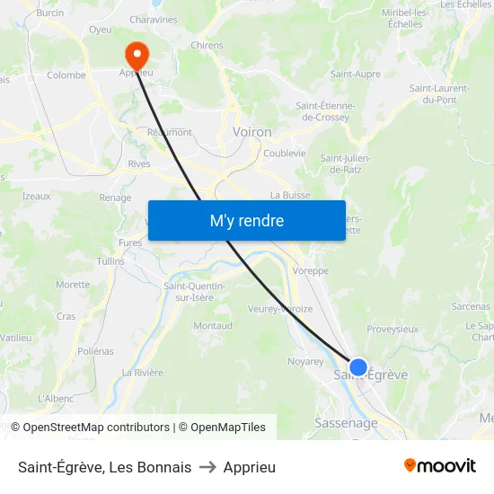 Saint-Égrève, Les Bonnais to Apprieu map