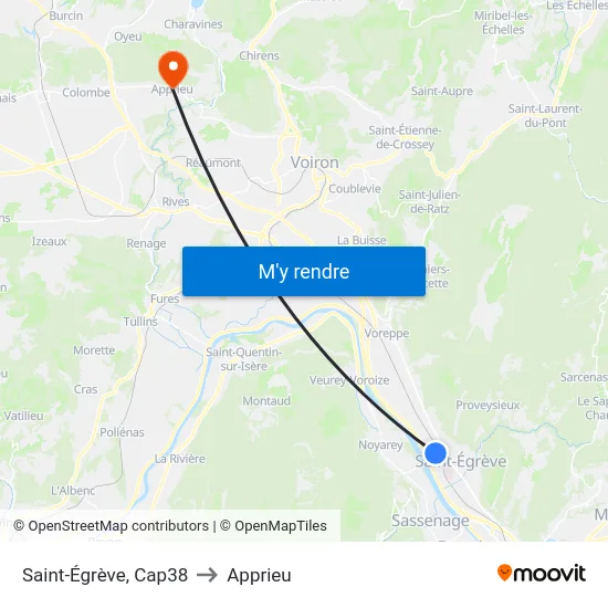 Saint-Égrève, Cap38 to Apprieu map