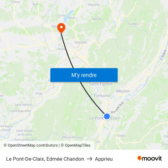 Le Pont-De-Claix, Edmée Chandon to Apprieu map
