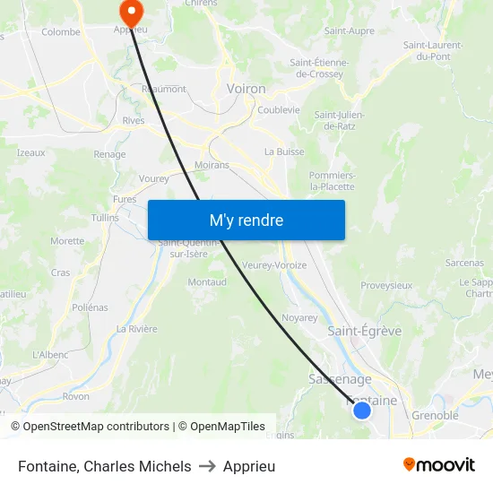 Fontaine, Charles Michels to Apprieu map