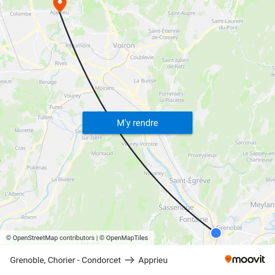 Grenoble, Chorier - Condorcet to Apprieu map