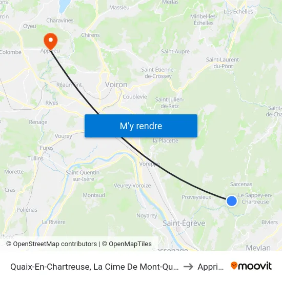 Quaix-En-Chartreuse, La Cime De Mont-Quaix to Apprieu map