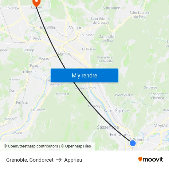 Grenoble, Condorcet to Apprieu map
