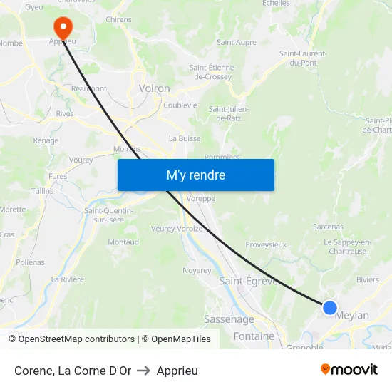 Corenc, La Corne D'Or to Apprieu map