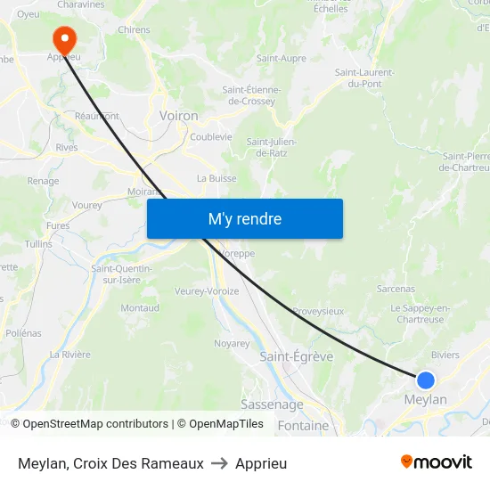 Meylan, Croix Des Rameaux to Apprieu map