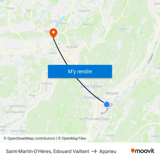 Saint-Martin-D'Hères, Edouard Vaillant to Apprieu map