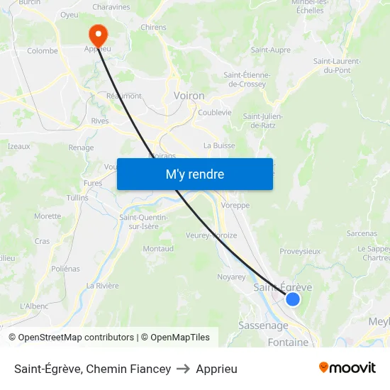 Saint-Égrève, Chemin Fiancey to Apprieu map