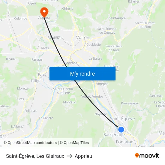 Saint-Égrève, Les Glairaux to Apprieu map