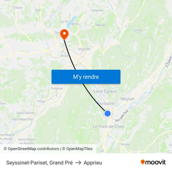 Seyssinet-Pariset, Grand Pré to Apprieu map