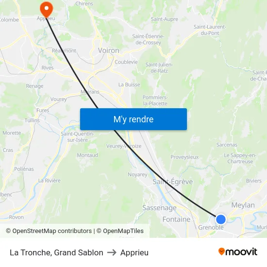 La Tronche, Grand Sablon to Apprieu map