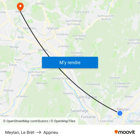 Meylan, Le Brêt to Apprieu map