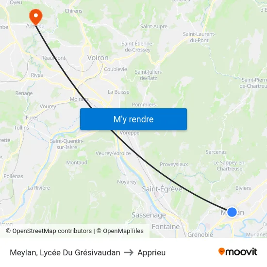 Meylan, Lycée Du Grésivaudan to Apprieu map