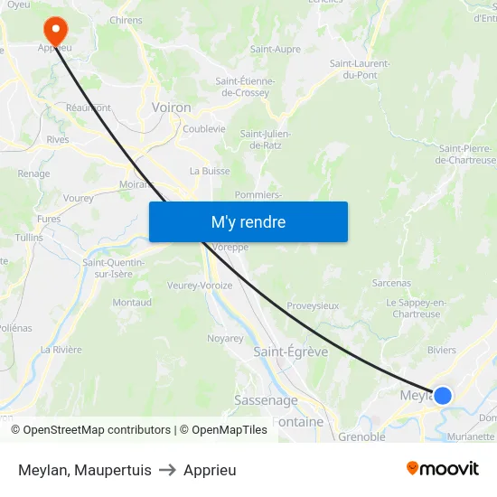 Meylan, Maupertuis to Apprieu map
