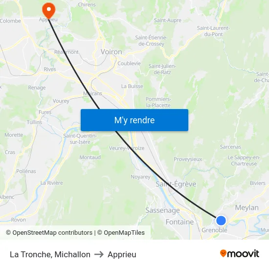 La Tronche, Michallon to Apprieu map