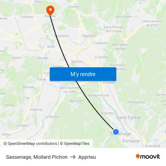 Sassenage, Mollard Pichon to Apprieu map