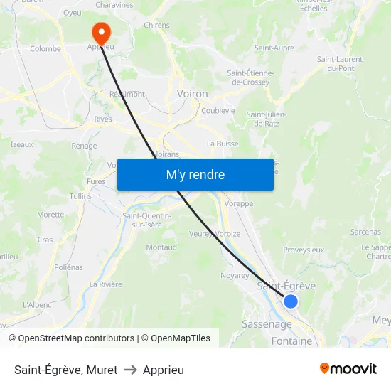Saint-Égrève, Muret to Apprieu map