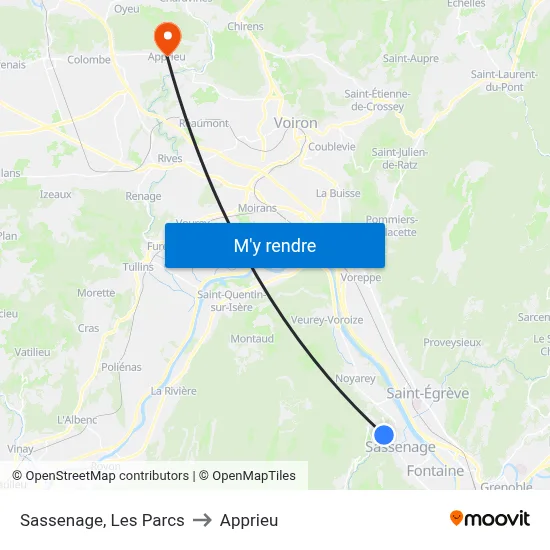 Sassenage, Les Parcs to Apprieu map