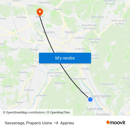 Sassenage, Praparis Usine to Apprieu map