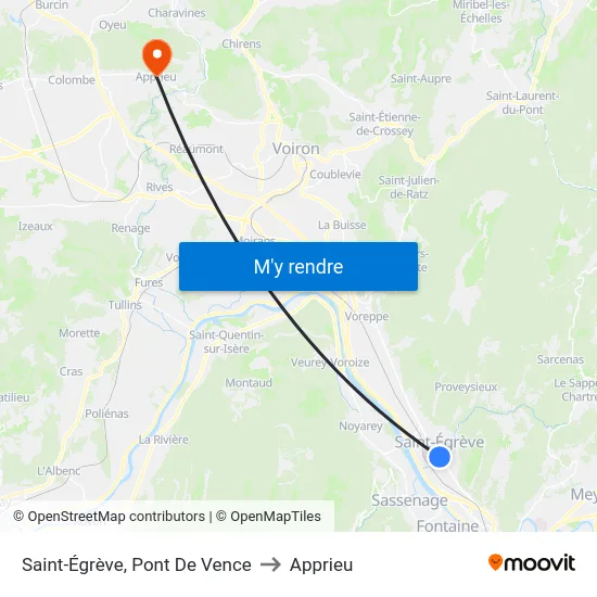 Saint-Égrève, Pont De Vence to Apprieu map