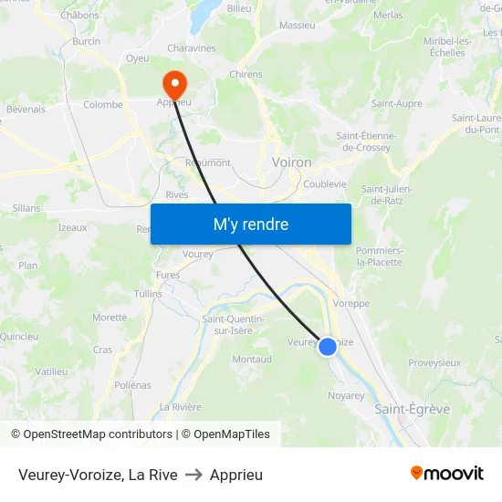 Veurey-Voroize, La Rive to Apprieu map
