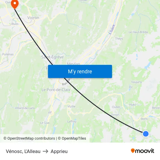 Vénosc, L'Alleau to Apprieu map