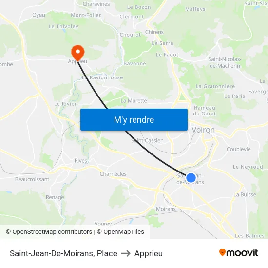 Saint-Jean-De-Moirans, Place to Apprieu map