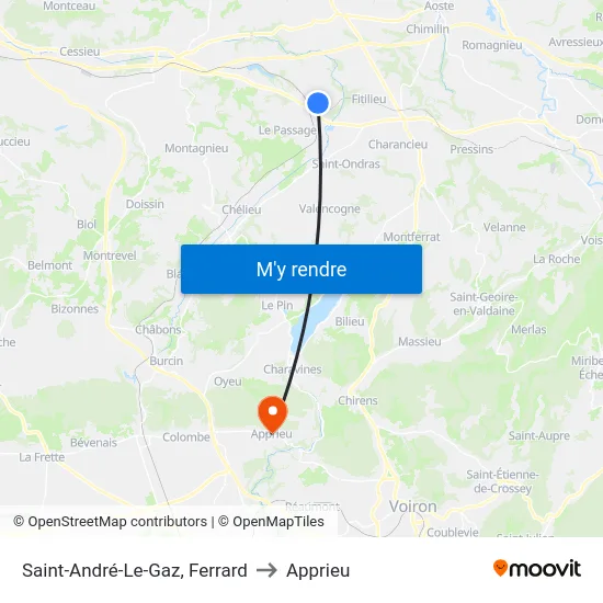 Saint-André-Le-Gaz, Ferrard to Apprieu map