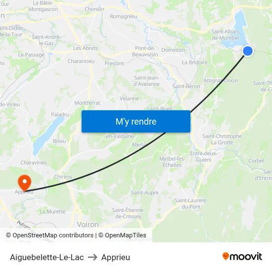 Aiguebelette-Le-Lac to Apprieu map