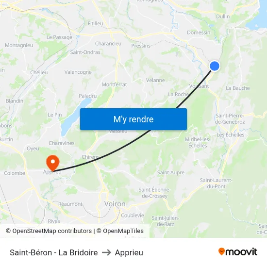 Saint-Béron - La Bridoire to Apprieu map