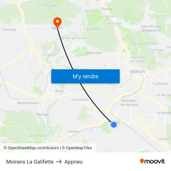 Moirans La Galifette to Apprieu map