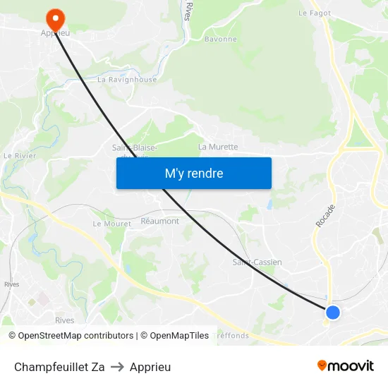 Champfeuillet Za to Apprieu map