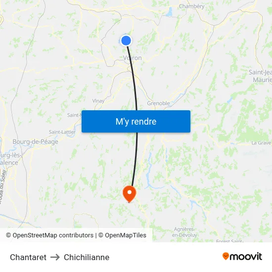 Chantaret to Chichilianne map