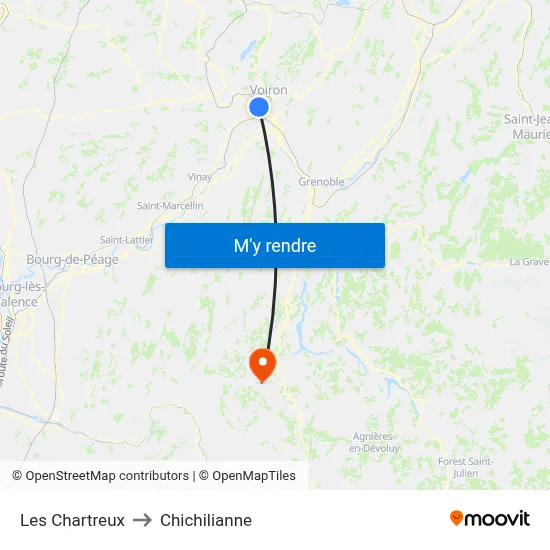 Les Chartreux to Chichilianne map