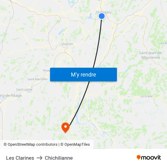 Les Clarines to Chichilianne map