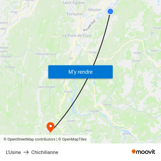 L'Usine to Chichilianne map