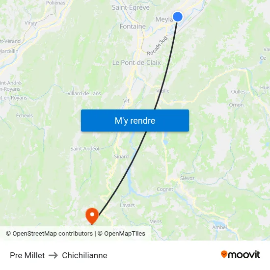 Pre Millet to Chichilianne map