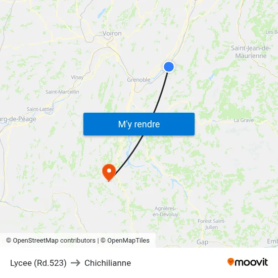 Lycee (Rd.523) to Chichilianne map