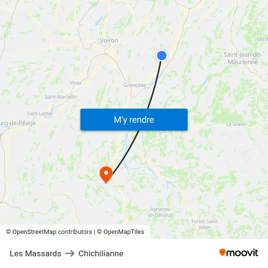 Les Massards to Chichilianne map