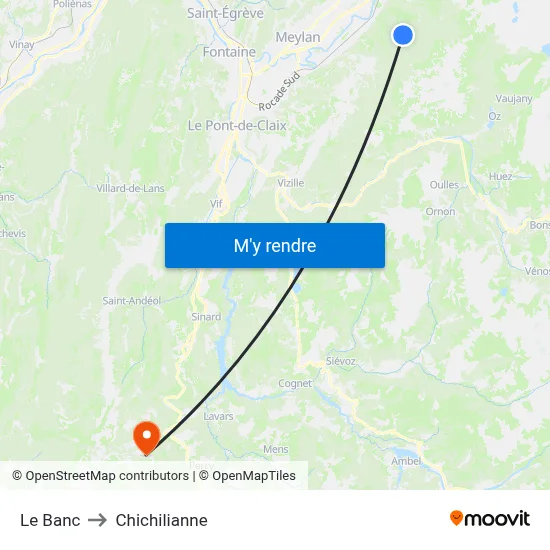 Le Banc to Chichilianne map