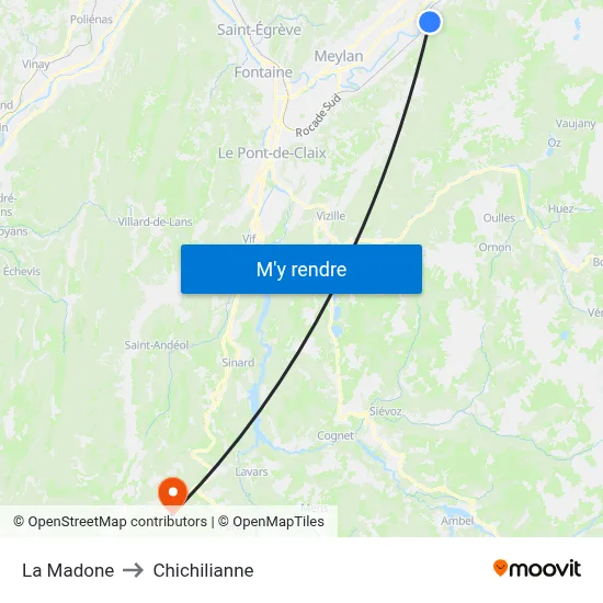 La Madone to Chichilianne map