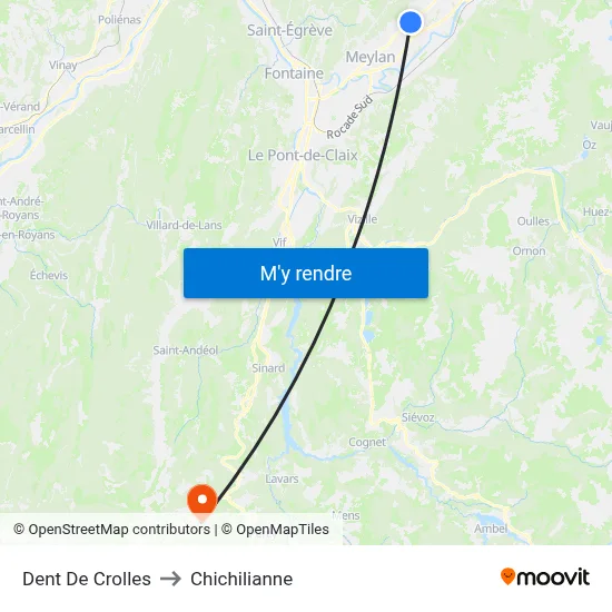 Dent De Crolles to Chichilianne map