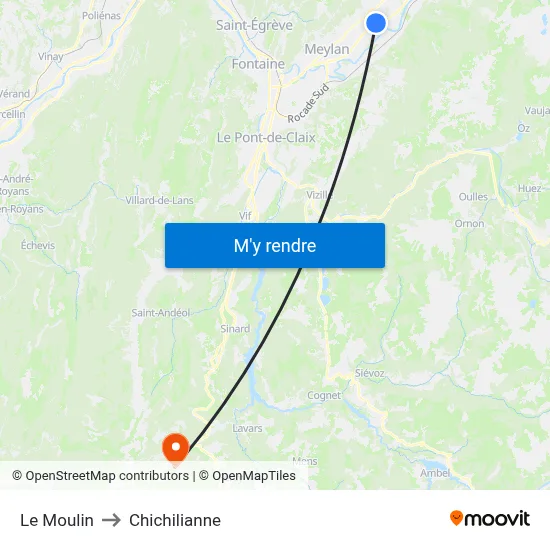 Le Moulin to Chichilianne map