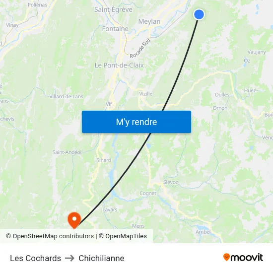 Les Cochards to Chichilianne map