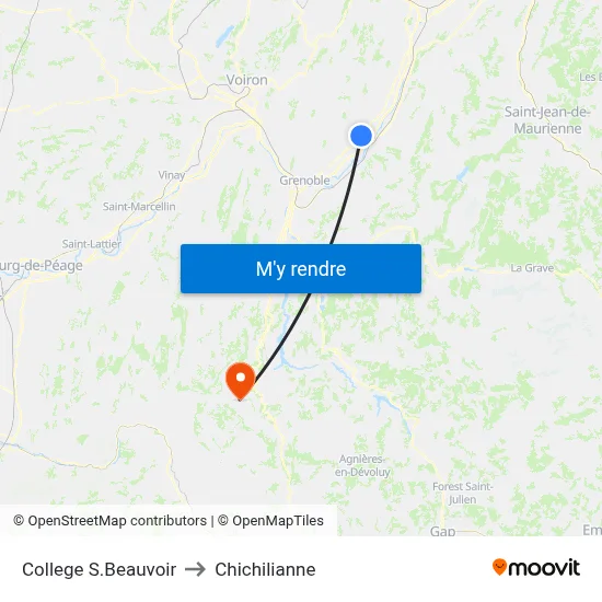 College S.Beauvoir to Chichilianne map